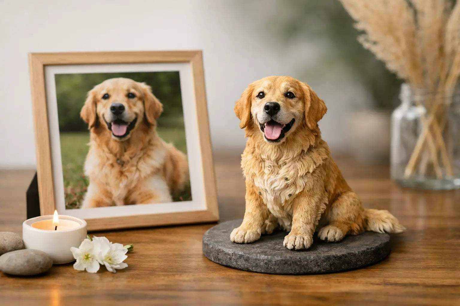 Pet memorial statue from photo fatta a mano