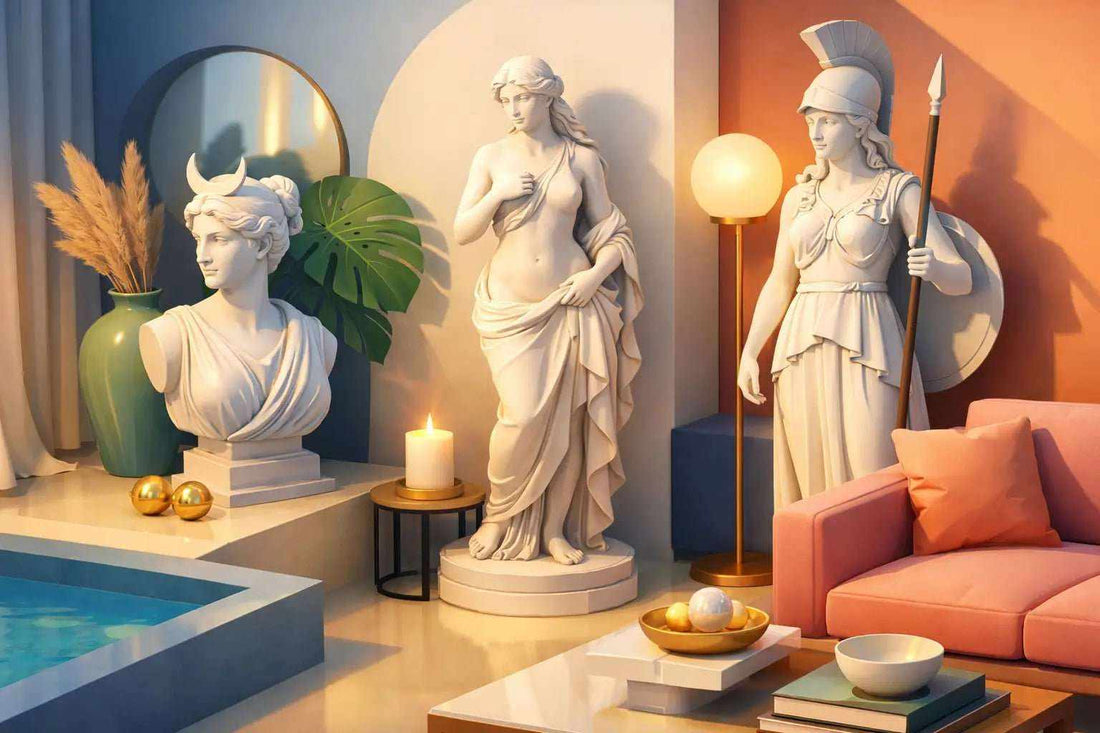 Decor con statue di dee greche: idee d'effetto
