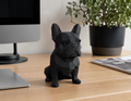 ONYX FRENCHIE – Bulldog Francese Low Poly in Resina Nera Opaca – vista frontale | Taraflo