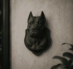 Busto Cane Corso / Pitbull — Scultura da Parete in Resina Nera Opaca - Taraflo