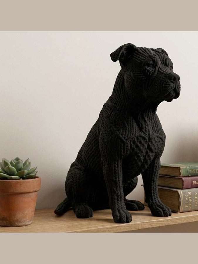 Pitbull — Statuetta da Collezione in Resina Nera Opaca - Taraflo