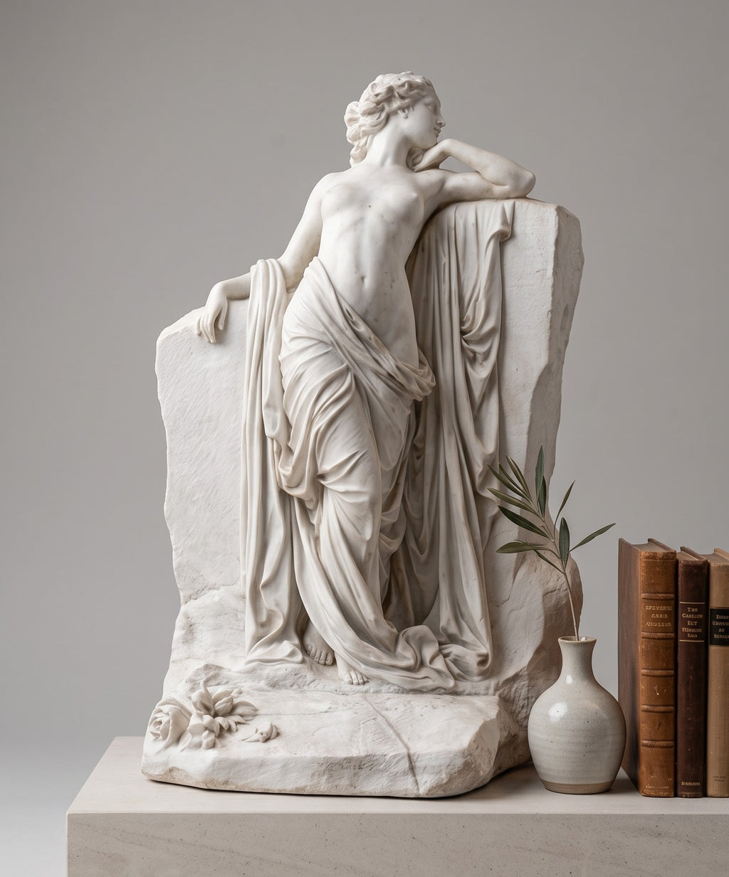 Statua Venere alla Roccia, dettaglio della base scolpita