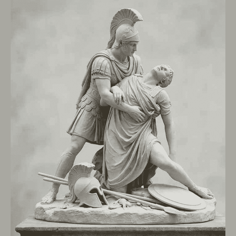 Achille e Patroclo — Scultura Mitologica in Resina Effetto Marmo - Taraflo