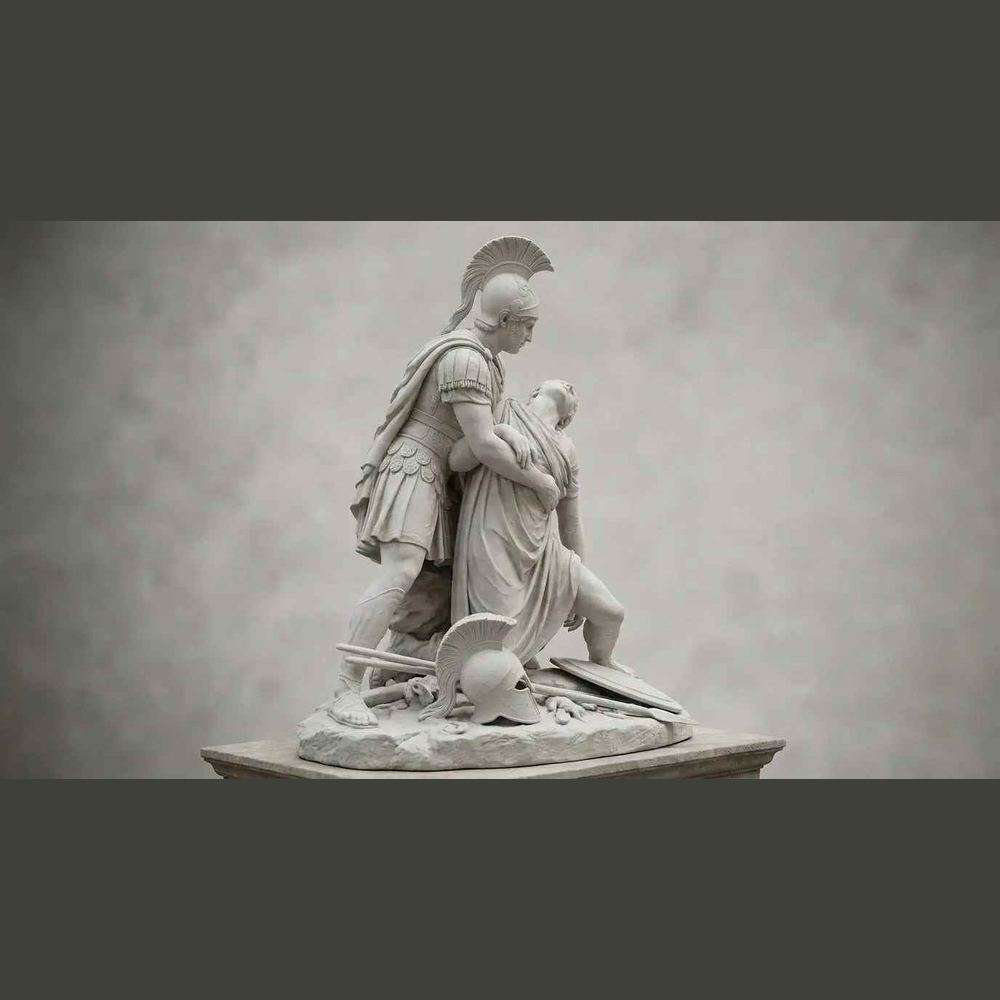 Achille e Patroclo — Scultura Mitologica in Resina Effetto Marmo - Taraflo