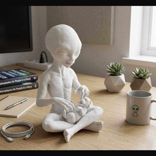 Alieno con Cucciolo — Statuetta da Collezione in Resina - Taraflo