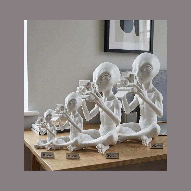 Alieno con Fotocamera Polaroid — Statuetta da Collezione in Resina - Taraflo