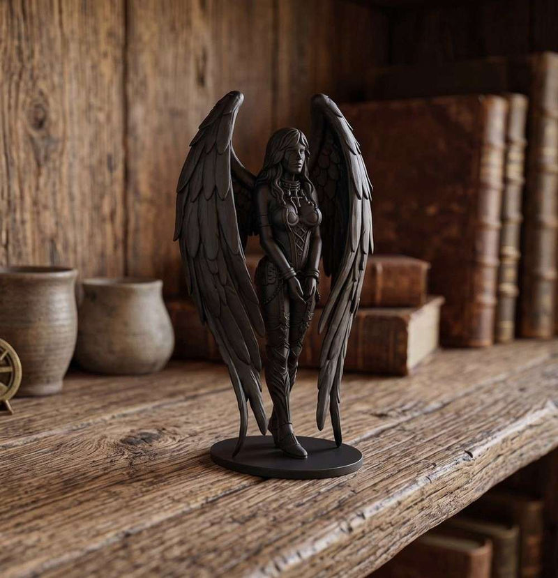 Angelo Oscuro Incatenato — Statua Gotica in Resina
