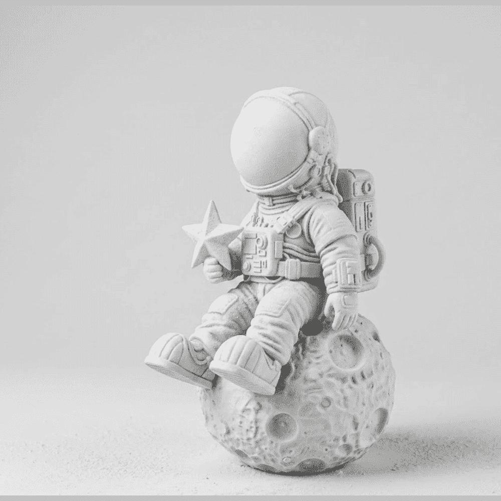 Astronauta sulla Luna — Statuetta da Scrivania in Resina - Taraflo