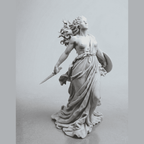 Atena Promachos «Il Respiro della Battaglia» — Statuetta in Resina Bianca Opaca - Taraflo