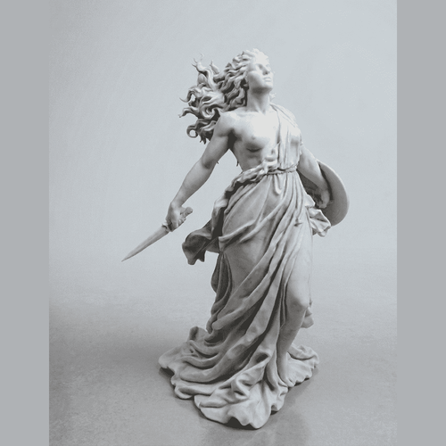 Atena Promachos «Il Respiro della Battaglia» — Statuetta in Resina Bianca Opaca - Taraflo