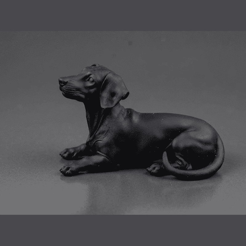 Bassotto — Statua Cane da Collezione in Resina Nera Opaca - Taraflo