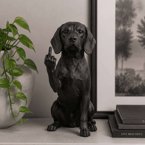 Statuetta Cane Beagle in resina nera, design elegante e ribelle, alta 20 cm, perfetta come regalo