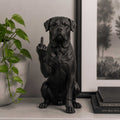 Statuetta cane Rottweiler in resina nera, decorativa e artigianale