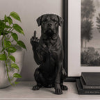 Statuetta cane Rottweiler in resina nera, decorativa e artigianale