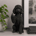 Statuetta Barboncino Toy nera in resina, design elegante e vivace, 3D rifinita a mano