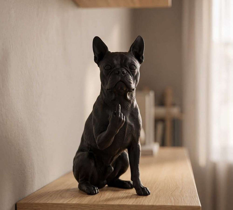 Statuetta cane Boston Terrier in smoking nero e bianco, decorazione elegante e fatta a mano in resina premium