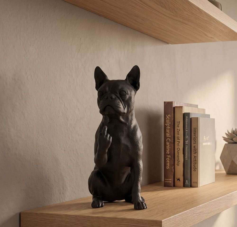 Boston Terrier — Statuetta Cane "Educato… ma non troppo"