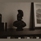 Low-Poly Spartan Bust — Matte Black Resin Collectible Sculpture. The courage of ancient Sparta, reduced to pure geometry. A Spartan warrior bust reimagined in low-poly style: sharp clean facets and matte black finish. Taraflo Taraflo Low-Poly Spartan Bust