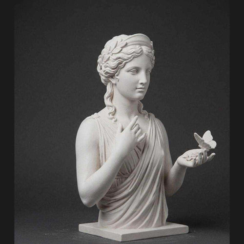 Busto della Dea Venere in Resina Bianca con Farfalla - Eleganza e Simbolismo per il Tuo Spazio - Taraflo