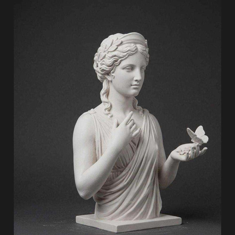 Busto della Dea Venere in Resina Bianca con Farfalla - Eleganza e Simbolismo per il Tuo Spazio - Taraflo