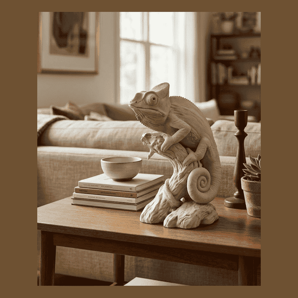 Camaleonte Zen — Statuetta Decorativa in Resina - Taraflo