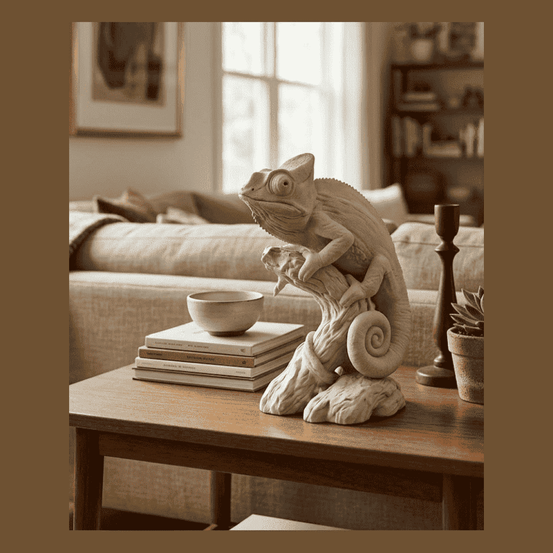 Camaleonte Zen — Statuetta Decorativa in Resina - Taraflo