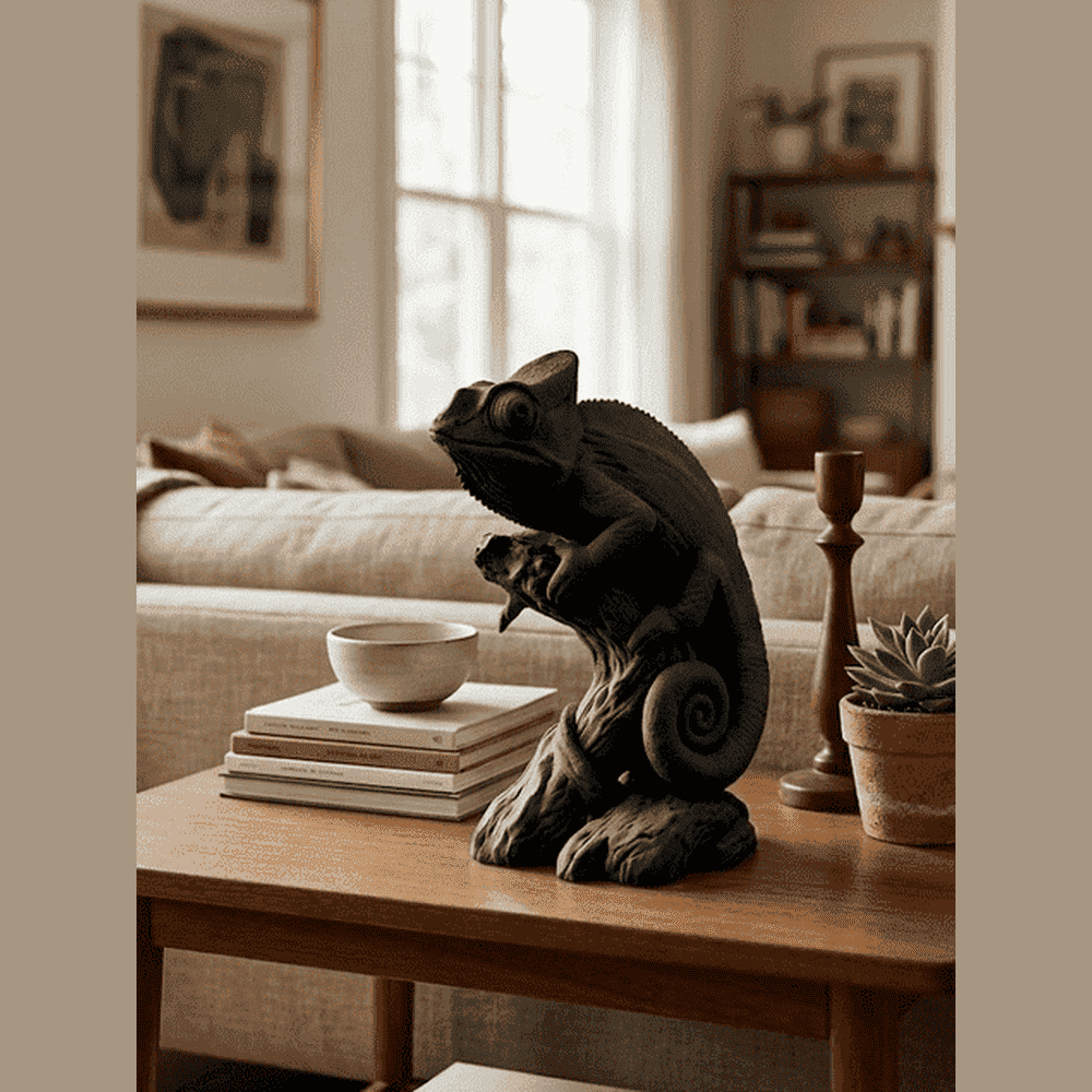 Camaleonte Zen — Statuetta Decorativa in Resina - Taraflo