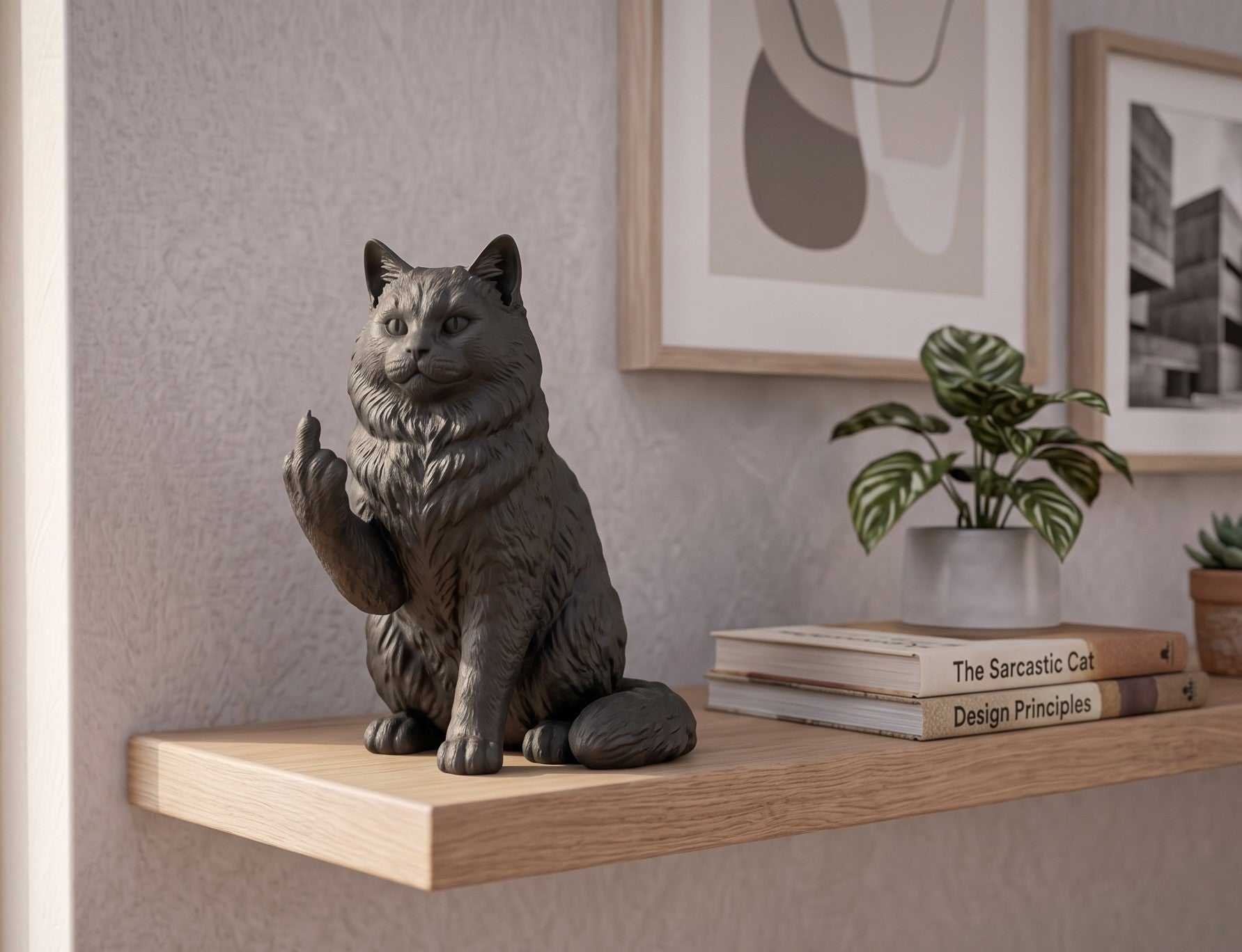 Estátua de gato Ragdoll em resina – Decoração elegante para os amantes de gatos, escultura moderna para oferecer a quem adora gatos.
