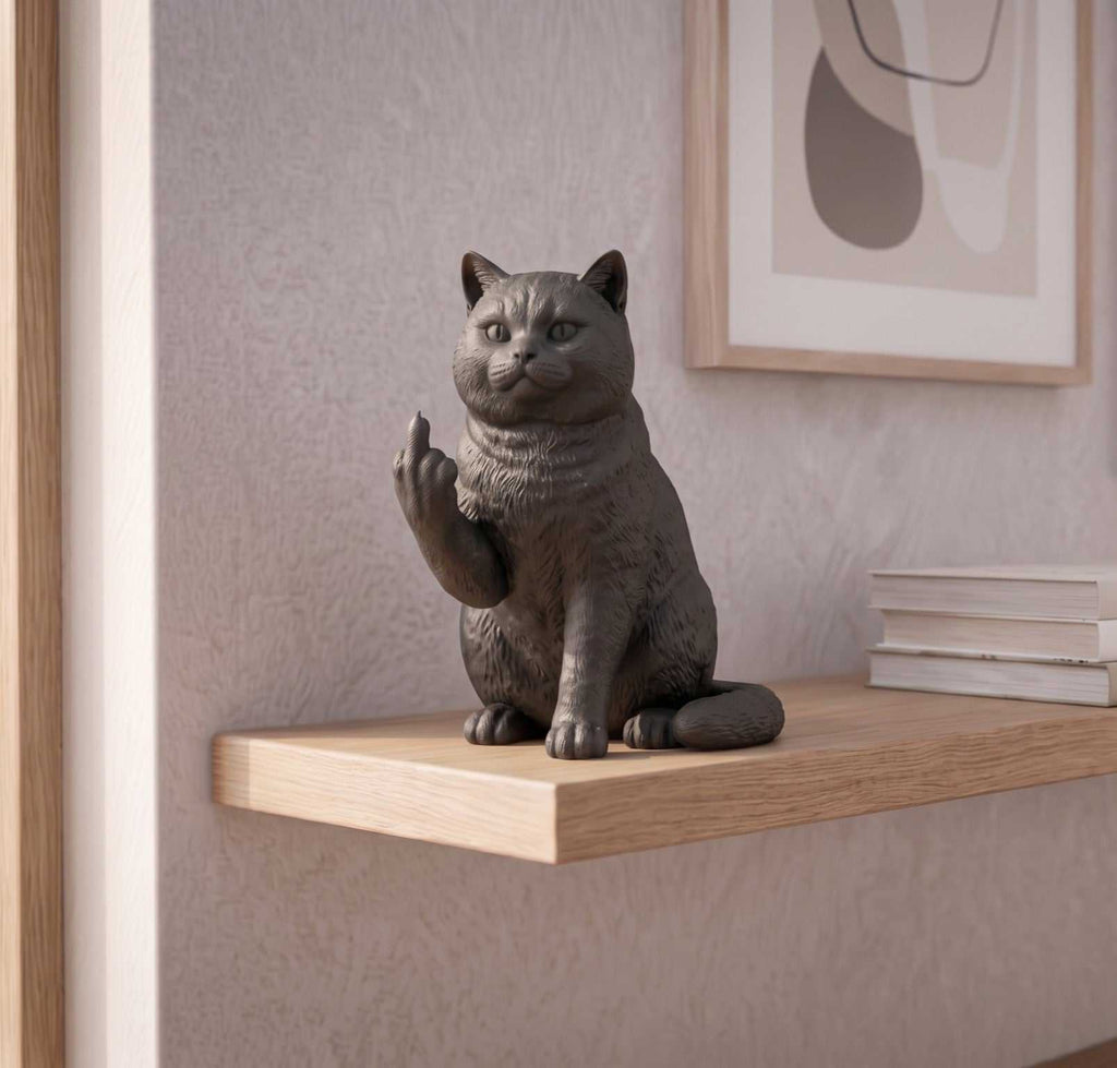 Estátua de gato British Shorthair em resina – Escultura elegante para amantes de gatos, decoração moderna para a casa, presente para apaixonados por gatos