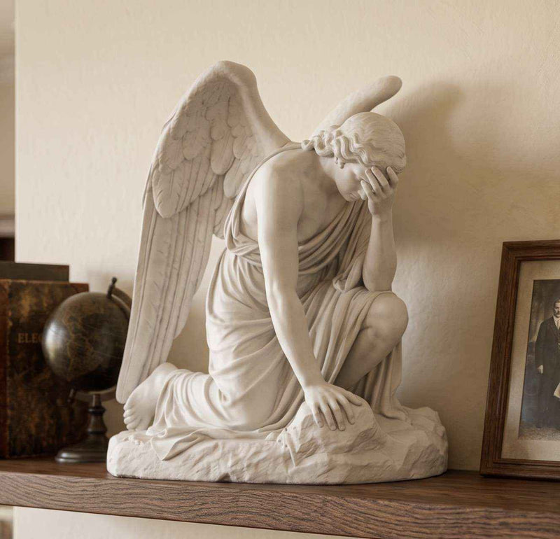Statua Angelo Caduto La Caduta di Lucifero in Resina Effetto Gesso | Scultura Dark Academia, Gothic & Fantasy Decor
