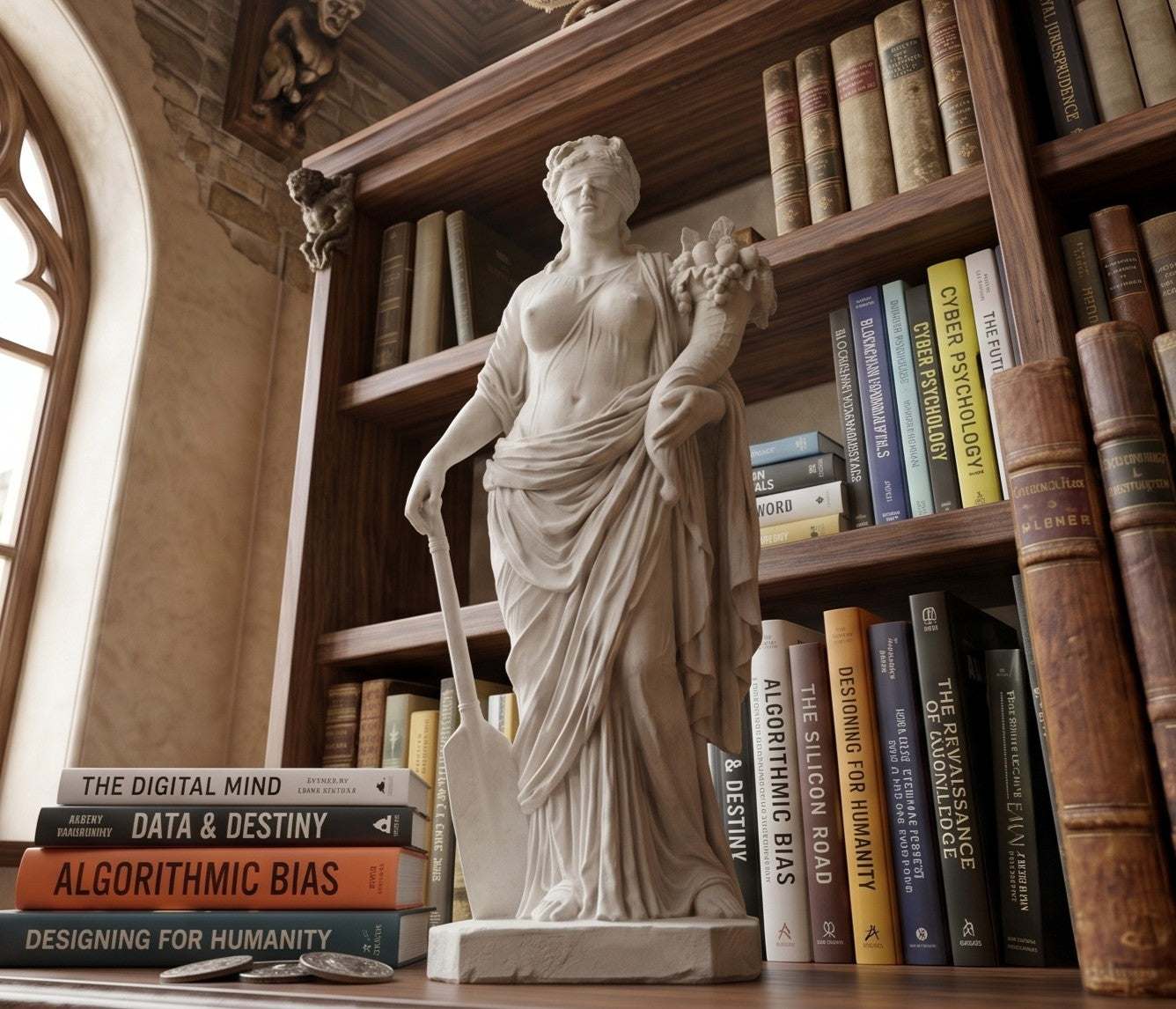 Scultura Classica Dea della Fortuna: Effetto Gesso Moderno