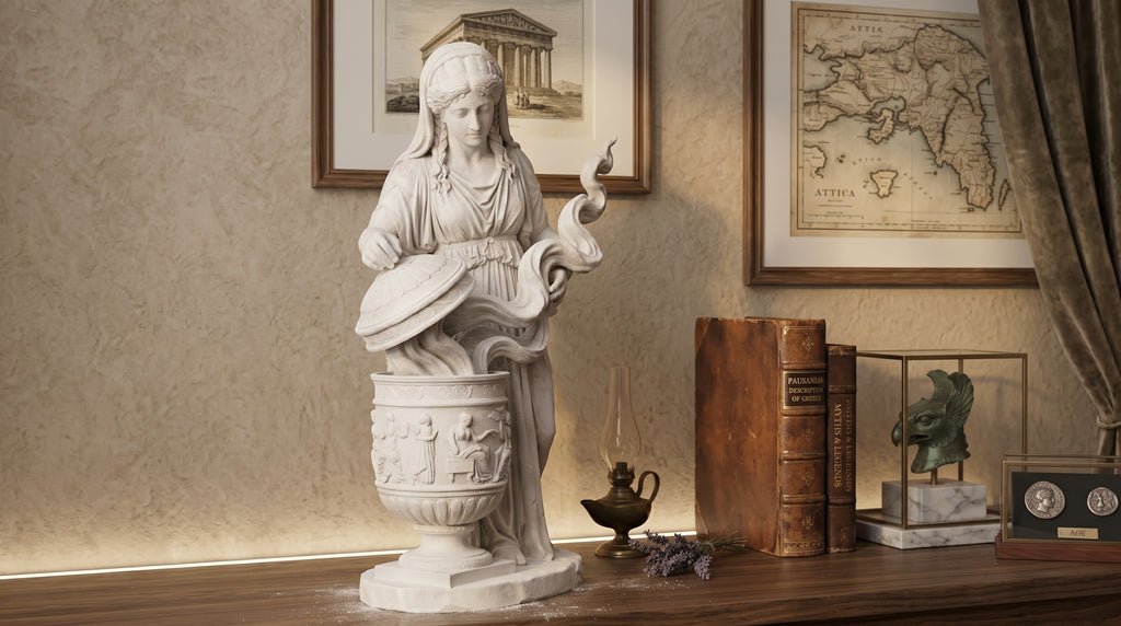 Vaso di Pandora in Resina e Polvere di Marmo – Scultura Mitologica Classica