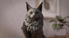 Estátua de resina de Maine Coon preto – Escultura elegante para amantes de gatos