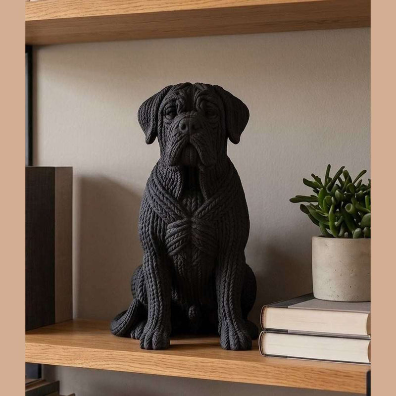 Cane Corso Cucciolo «Cucito a Mano» — Statuetta in Resina Nera Opaca - Taraflo