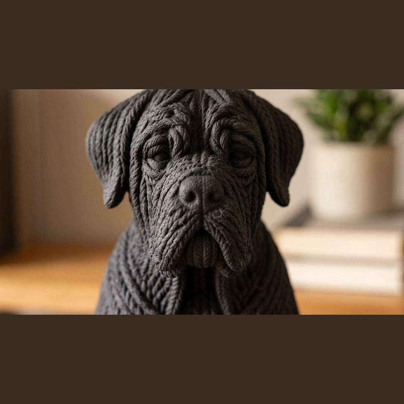 Cane Corso Cucciolo «Cucito a Mano» — Statuetta in Resina Nera Opaca - Taraflo