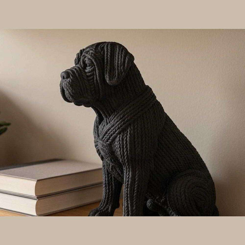 Cane Corso Cucciolo «Cucito a Mano» — Statuetta in Resina Nera Opaca - Taraflo