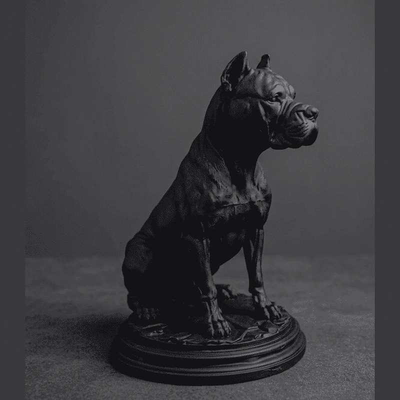 Cane Corso «Guardiano Silente» — Statua Cane da Collezione in Resina Nera Opaca - Taraflo