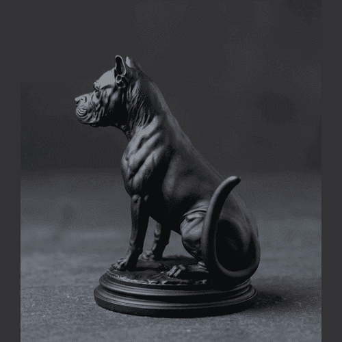 Cane Corso «Guardiano Silente» — Statua Cane da Collezione in Resina Nera Opaca - Taraflo
