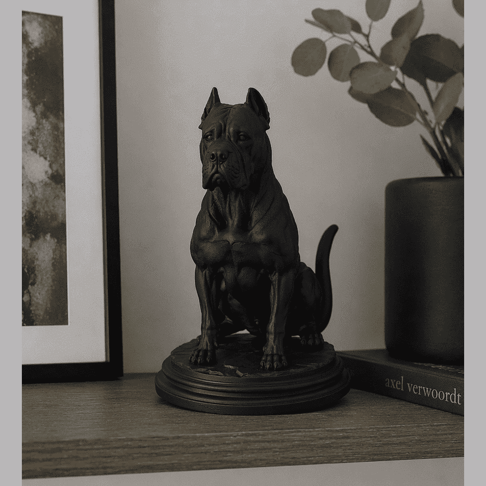 Cane Corso «Guardiano Silente» — Statua Cane da Collezione in Resina Nera Opaca - Taraflo