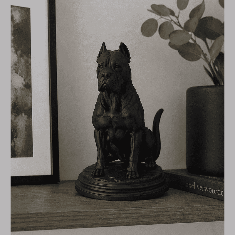 Cane Corso «Guardiano Silente» — Statua Cane da Collezione in Resina Nera Opaca - Taraflo