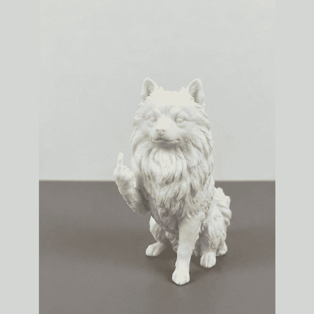 Dog «Trained… but Not Too Much» — Collectible Resin Statue. Dark elegance and rebellious spirit: man's best friend, as a collectible piece. Our canine series captures the loyalty of four-legged friends, featuring the Dog «Trained… but Not Too Much»