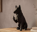 Statuetta di Cane Lupo Cecoslovacco in resina nera, finitura artigianale, 10-20 cm