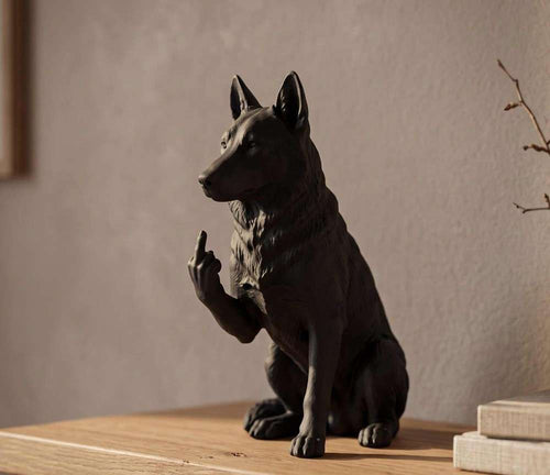 Statuetta di Cane Lupo Cecoslovacco in resina nera, finitura artigianale, 10-20 cm