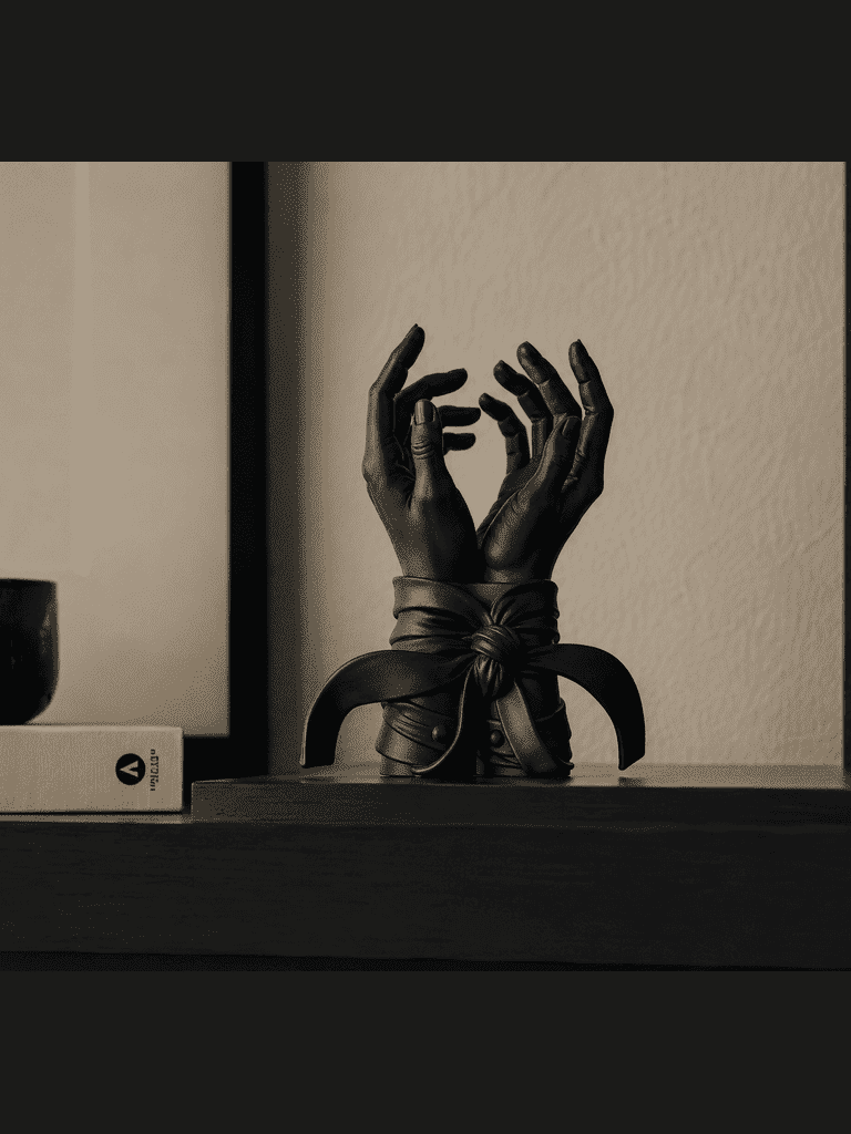 Étreinte — Scultura Contemporanea «Mani Legate» in Resina Nera Opaca (27 cm) - Taraflo