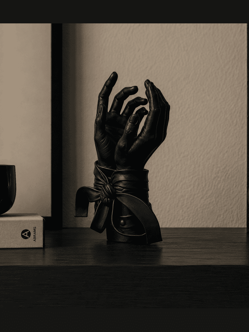 Étreinte — Scultura Contemporanea «Mani Legate» in Resina Nera Opaca (27 cm) - Taraflo