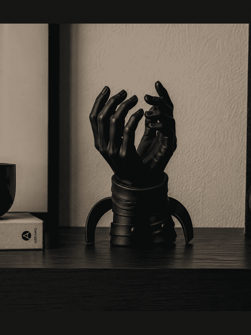 Étreinte — Scultura Contemporanea «Mani Legate» in Resina Nera Opaca (27 cm) - Taraflo