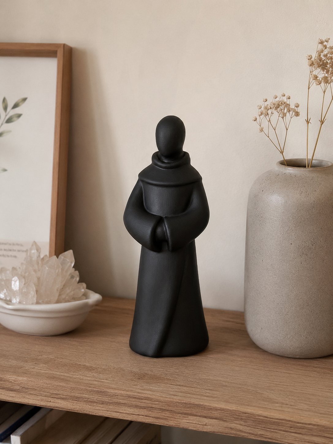Statua Monaco Zen in Resina Opaca – Scultura Decorativa Minimalista per Casa, Ufficio, Studio Yoga e Spa – Simbolo di Pace, Armonia e – vista frontale | Taraflo