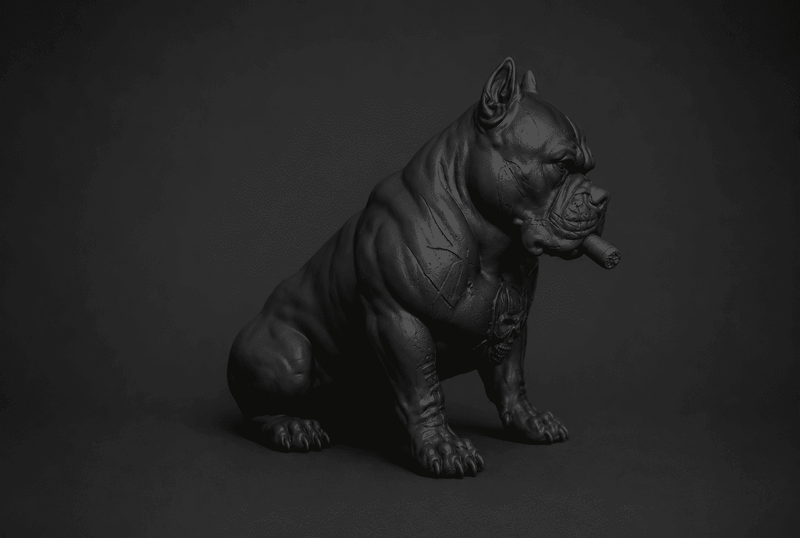 Pitbull Urban Dark — Statua da Collezione in Resina Nera Opaca - Taraflo