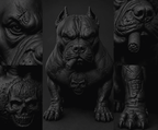 Pitbull Urban Dark — Statua da Collezione in Resina Nera Opaca - Taraflo
