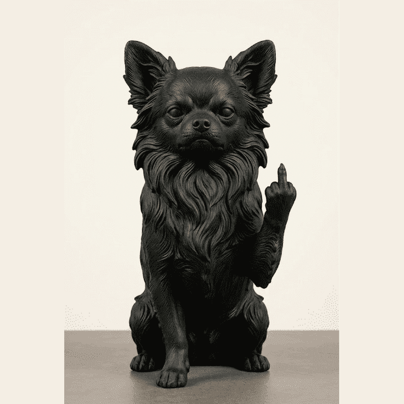 Chihuahua a Pelo Lungo — Statuetta Cane "Educato… ma non troppo" - Taraflo